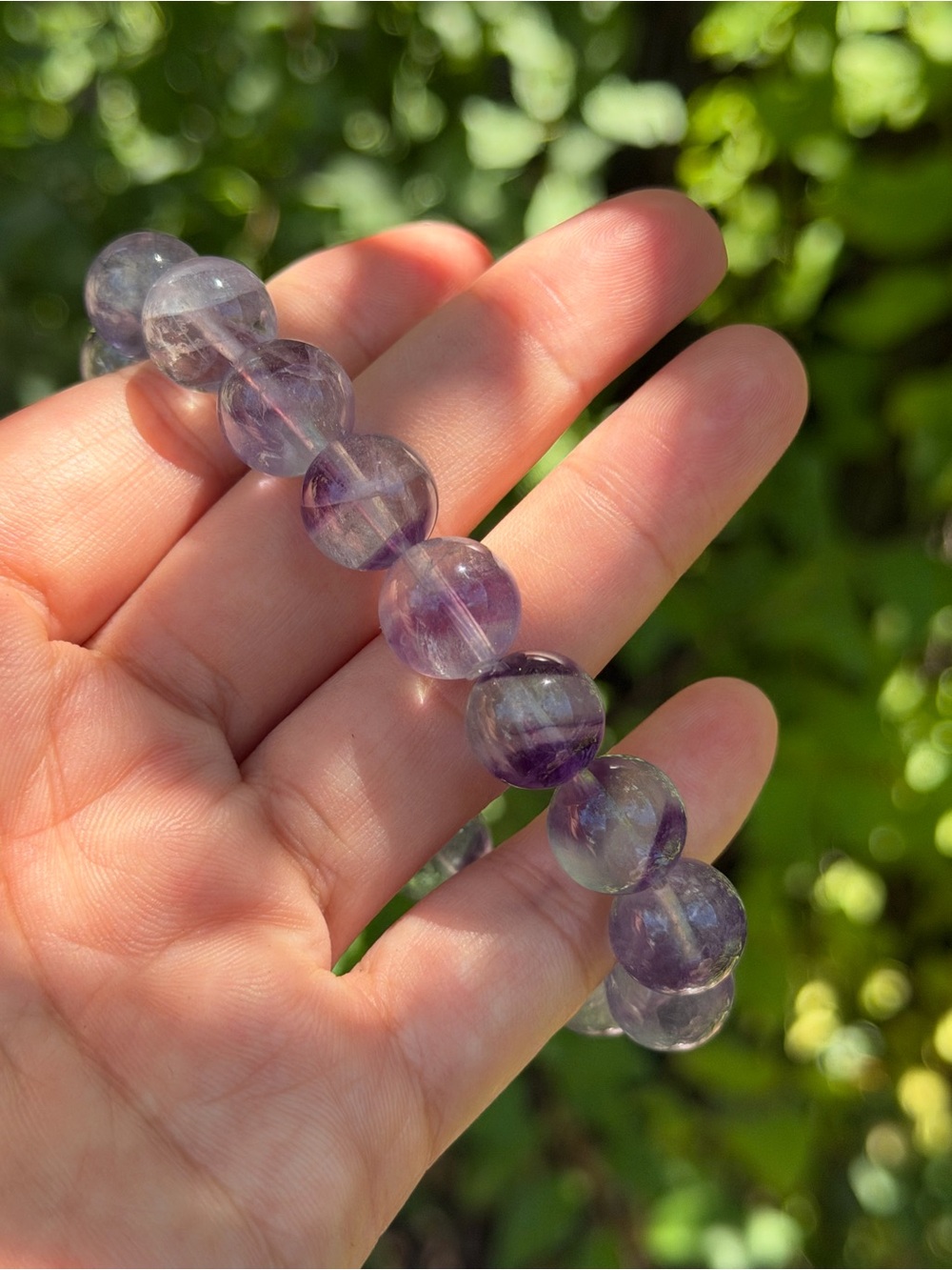 12mm stretchable banded purple fluorite bracelet 1585 - Picture 9 of 9